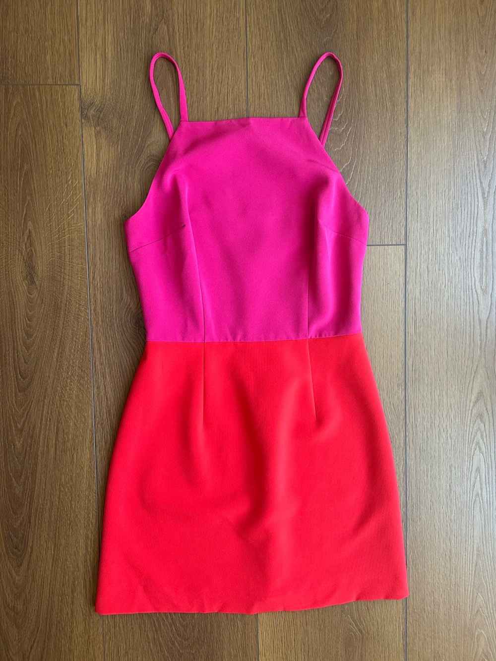French Connection Pink and Red Colorblock Mini Dress